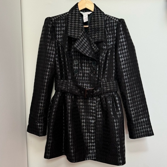 Candie's Jackets & Blazers - Candie's Britney Collection Harlequin Print Black Belted Peacoat Size Medium